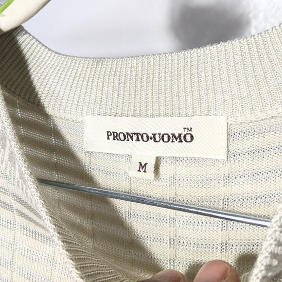Pronto Uomo Tan Silk Tencel Blend Ribbed Sweater - Picture 3 of 6